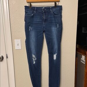 Classic Blue Distressed Women Jeans